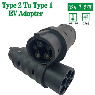EV চার্জার অ্যাডাপ্টার Type2 থেকে Type1 Max 32A IEC 62196 থেকে SAE J1772 কার চার্জার কনভার্টার এসি