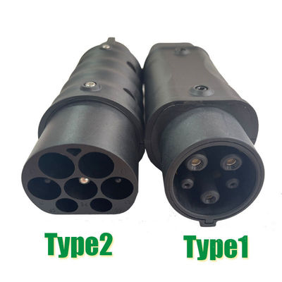 ইলেকট্রিক কার চার্জারের জন্য AC 250V Type2 থেকে Type1 EV অ্যাডাপ্টার, 32A 22KW EV চার্জিং কেবল কনভেটার