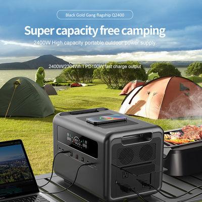 পোর্টেবল পাওয়ার স্টেশন সোলার জেনারেটর 2304Wh 2400W ব্যাকআপ LiFePO4 ব্যাটারি