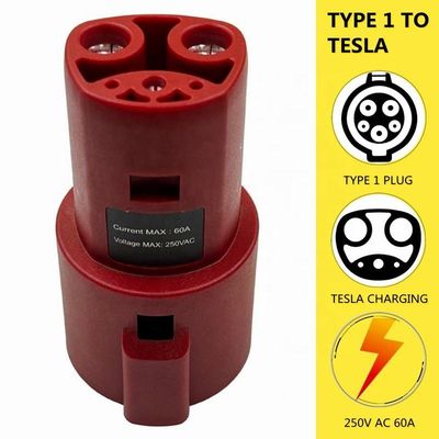 J1772 থেকে টেসলা AC EV চার্জার অ্যাডাপ্টার 60A OEM টেসলা চার্জিং অ্যাডাপ্টার 250V